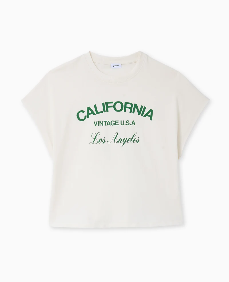 T-shirt court sans manches avec print devant