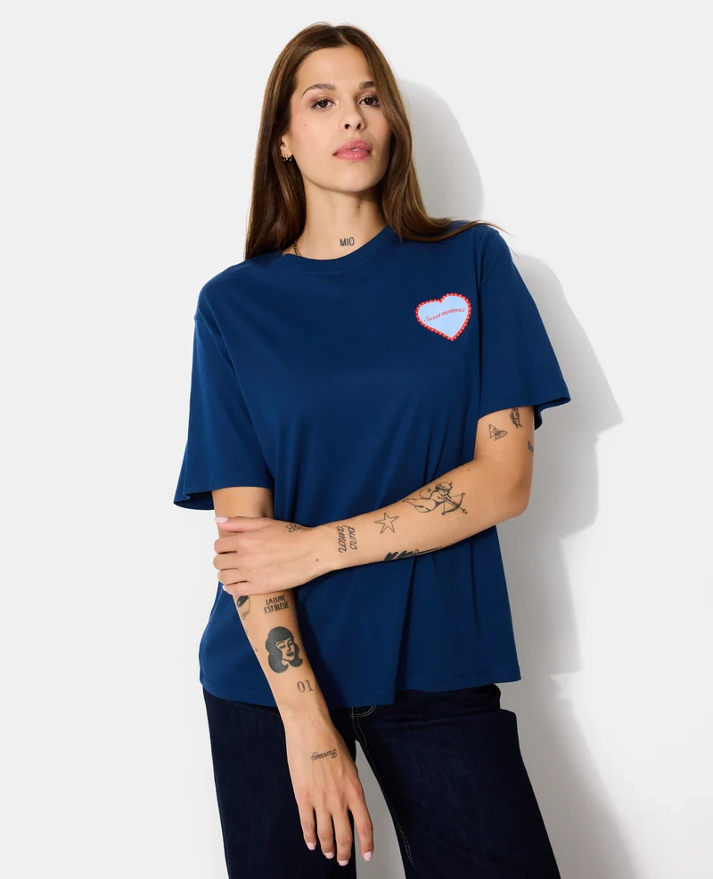 T-shirt avec print poitrine et dos