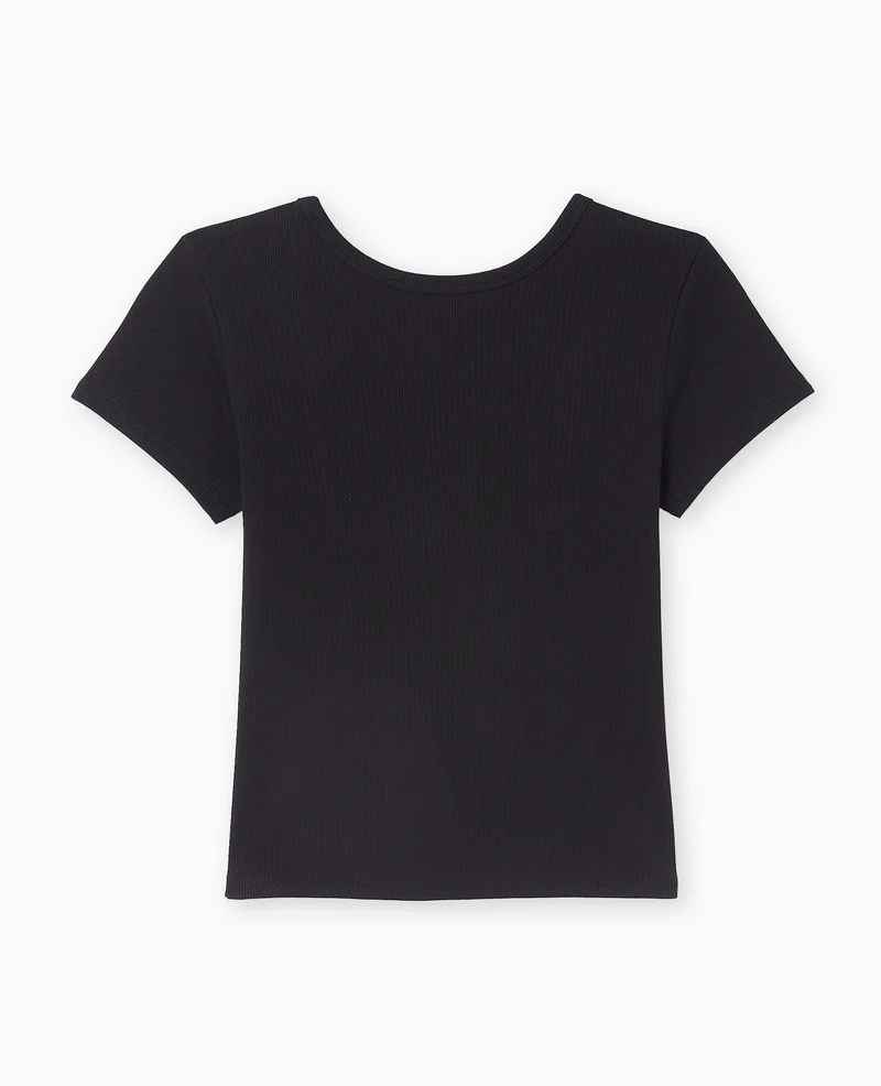 T-shirt en maille côtelée dos dégagé