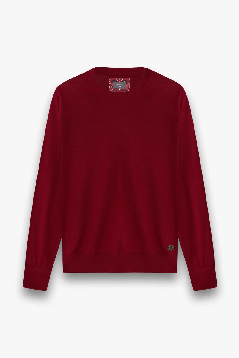 Merino's Blend Man Sweater Round Neck Red