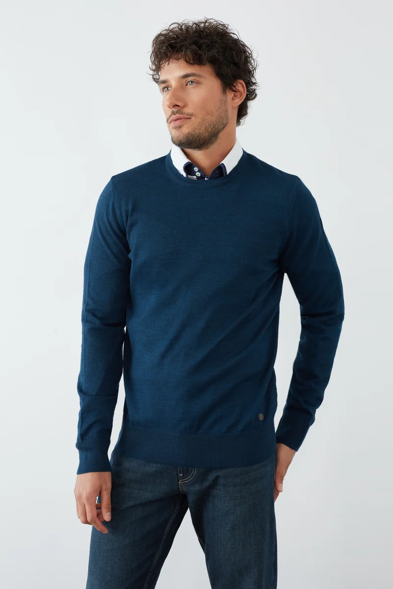 Merino's Blend Man Sweater Blue