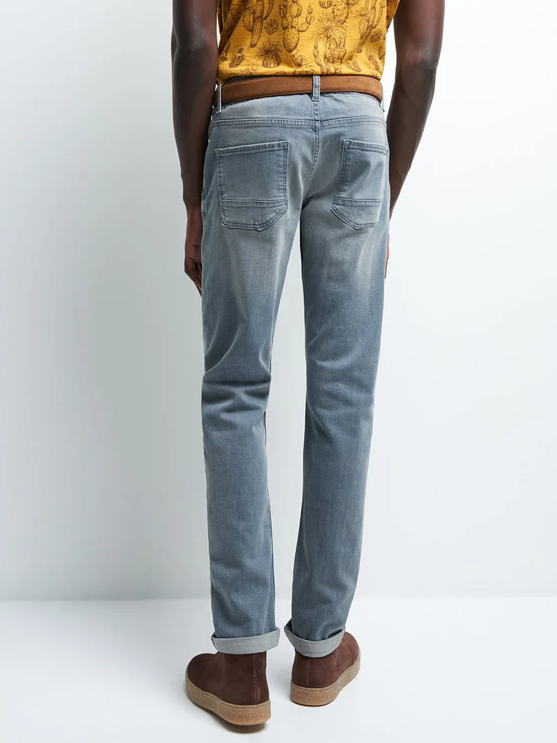 Jean slim en coton élasthane délavé