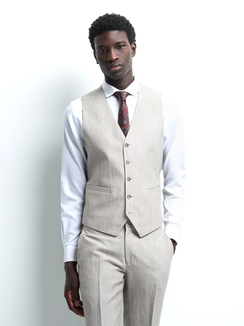 Gilet coordonnable en lin mélangé uni
