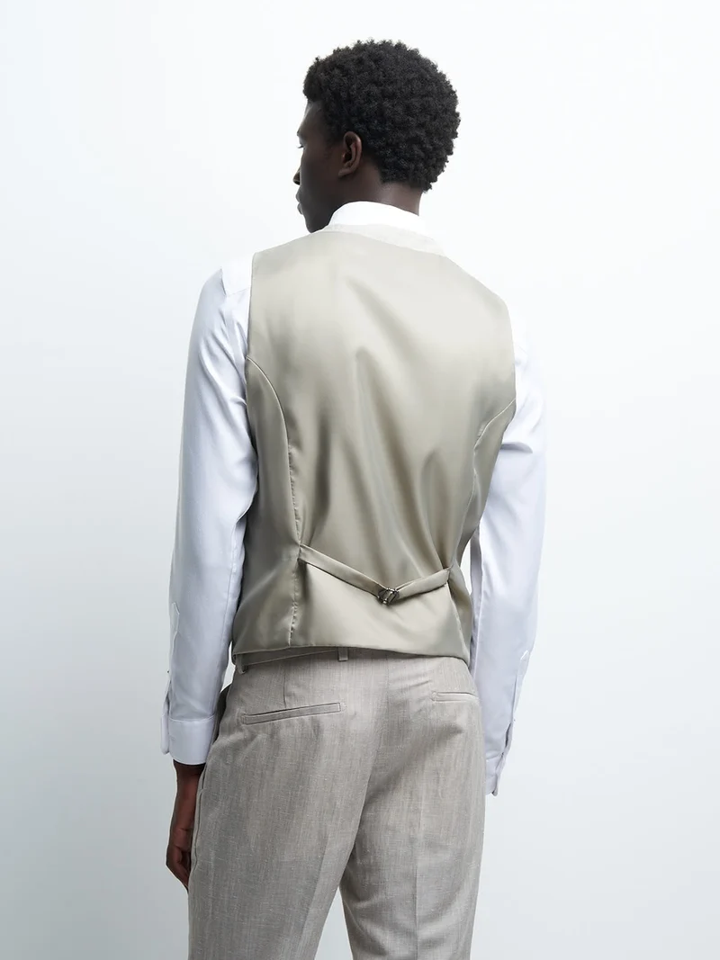 Gilet coordonnable en lin mélangé uni