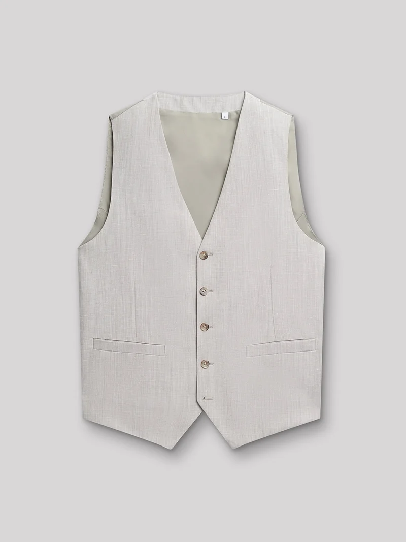 Gilet coordonnable en lin mélangé uni