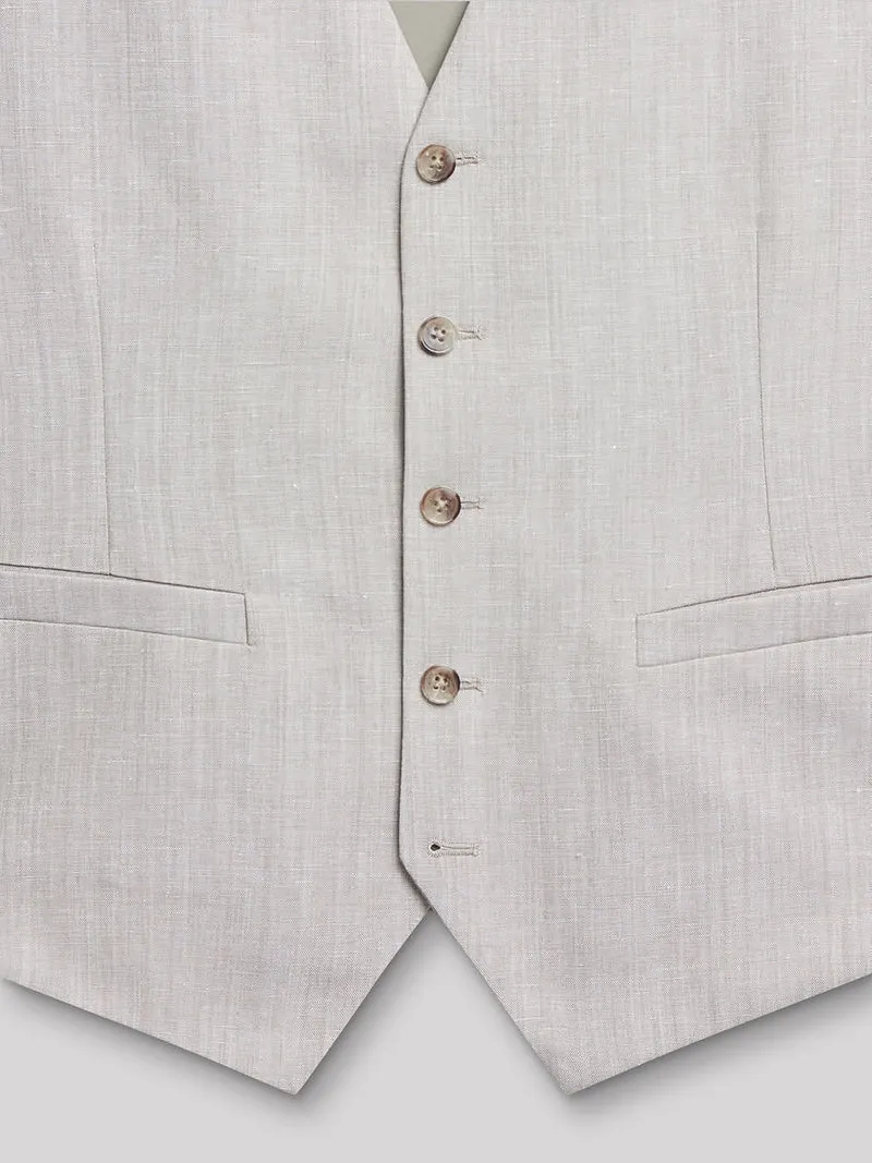 Gilet coordonnable en lin mélangé uni