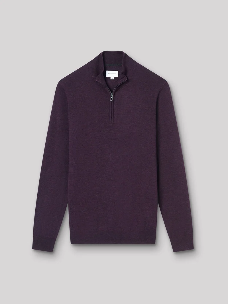 Pull col montant zippé en laine mérinos