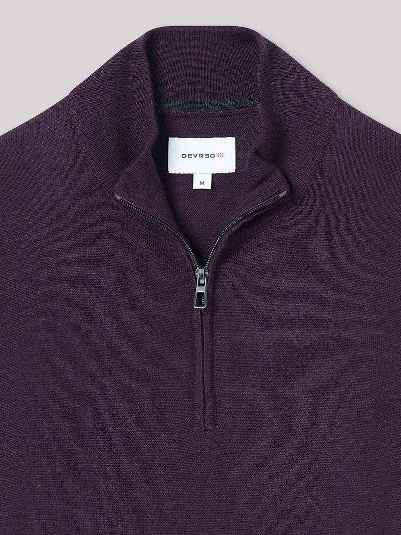 Pull col montant zippé en laine mérinos