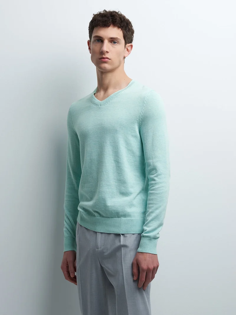 Pull col V en coton