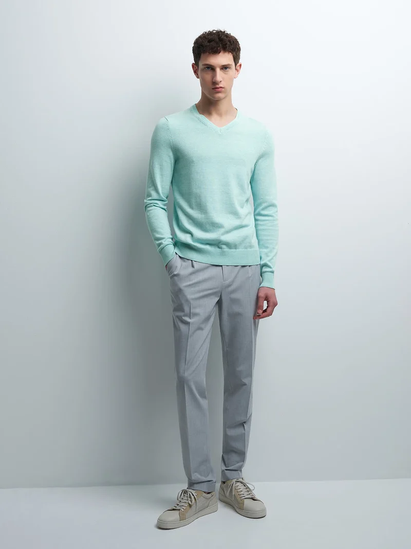 Pull col V en coton