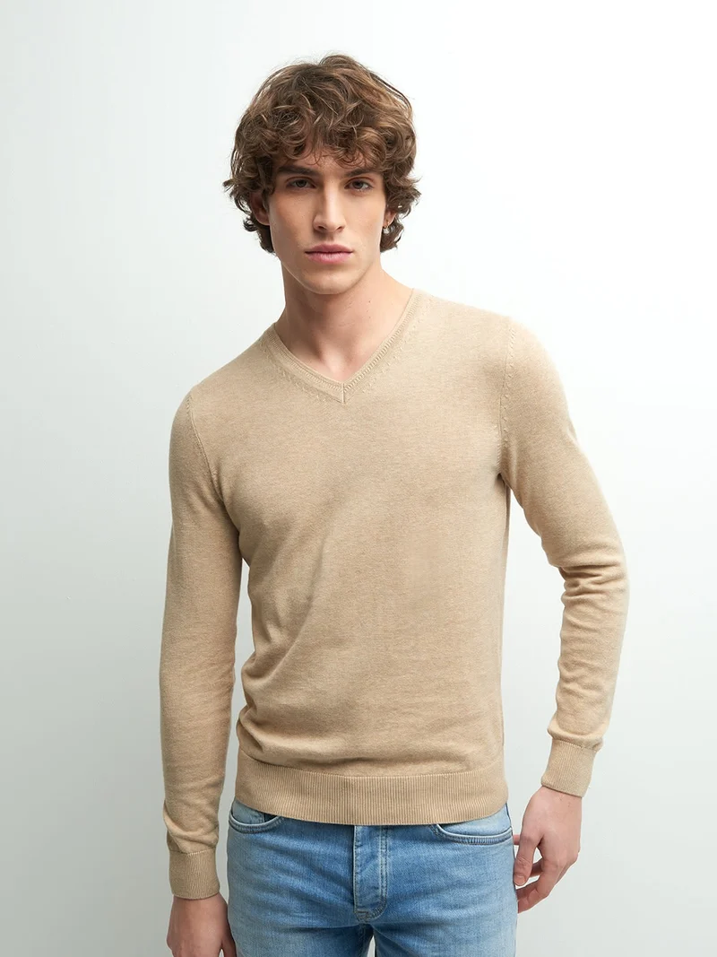 Pull col V en coton