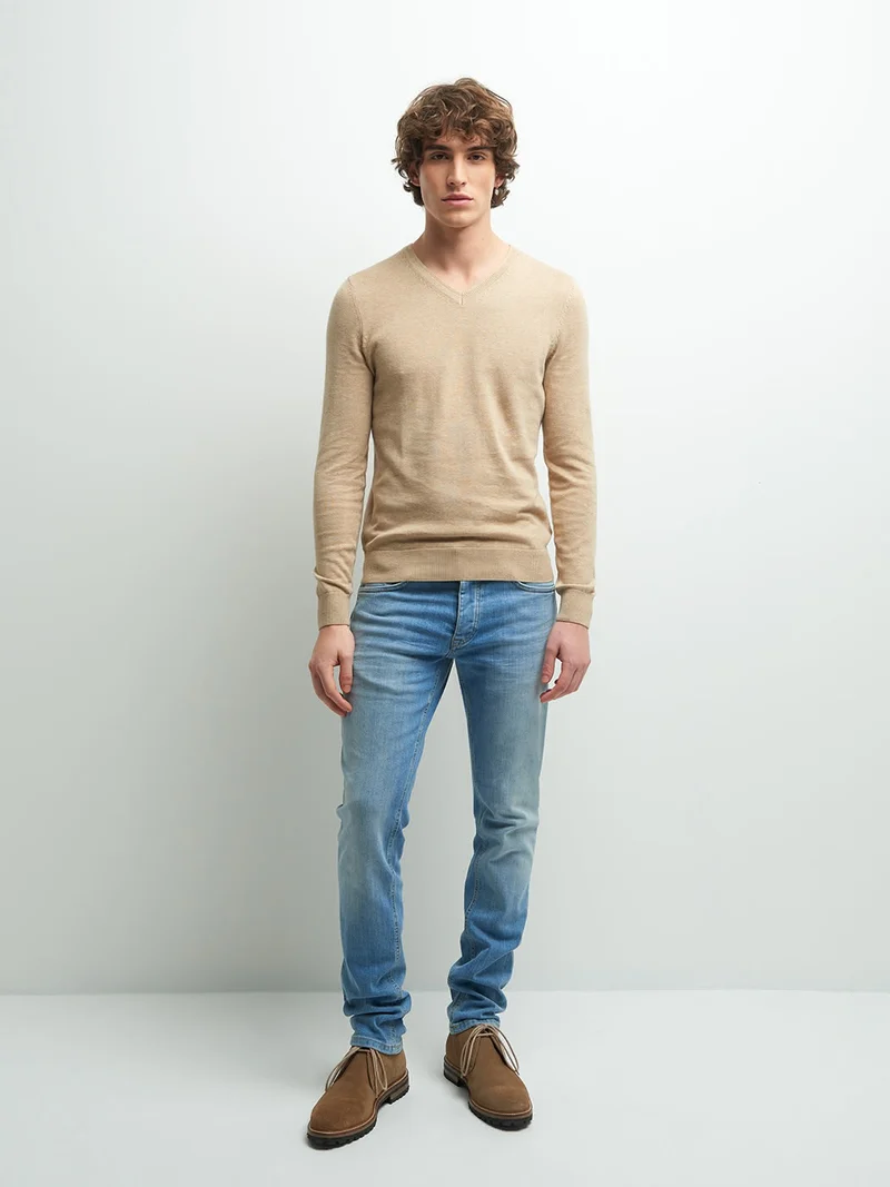 Pull col V en coton
