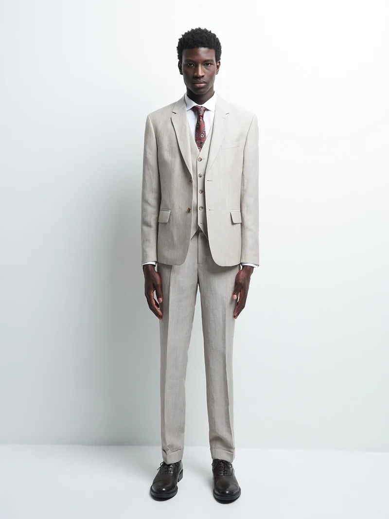 Veste coordonnable slim en lin mélangé