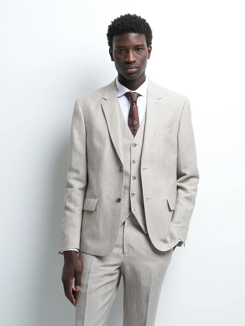Veste coordonnable slim en lin mélangé