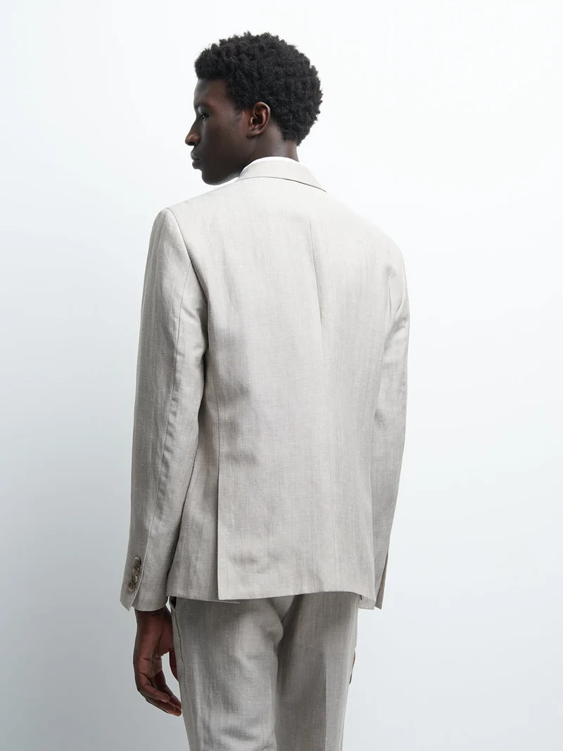 Veste coordonnable slim en lin mélangé
