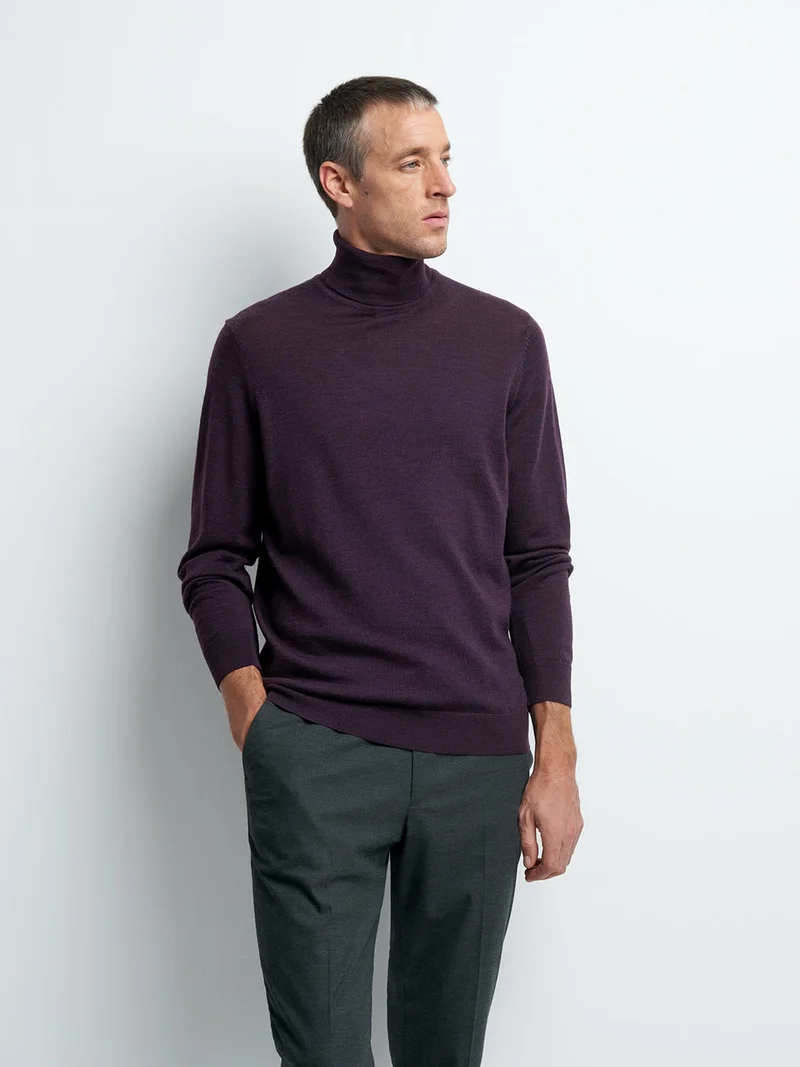 Pull col roulé en laine Mérinos