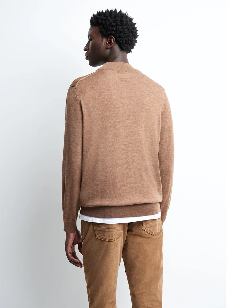 Pull col cheminée zip 100% laine mérinos