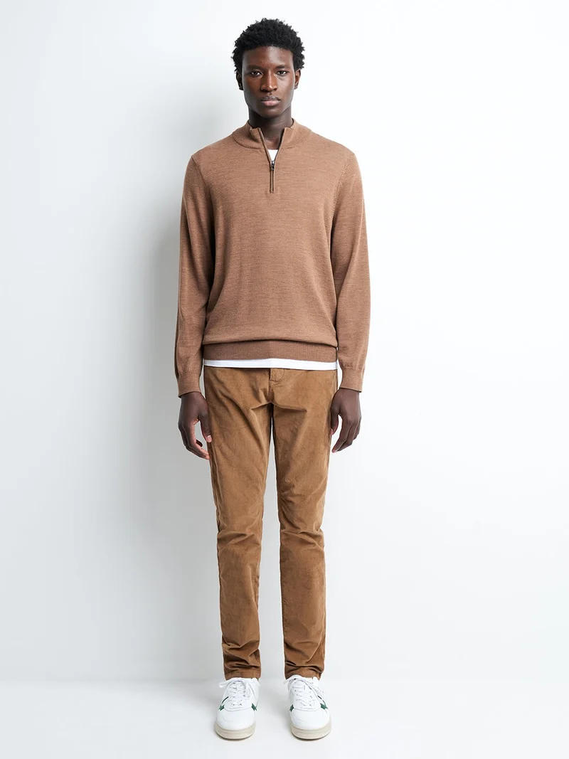 Pull col cheminée zip 100% laine mérinos