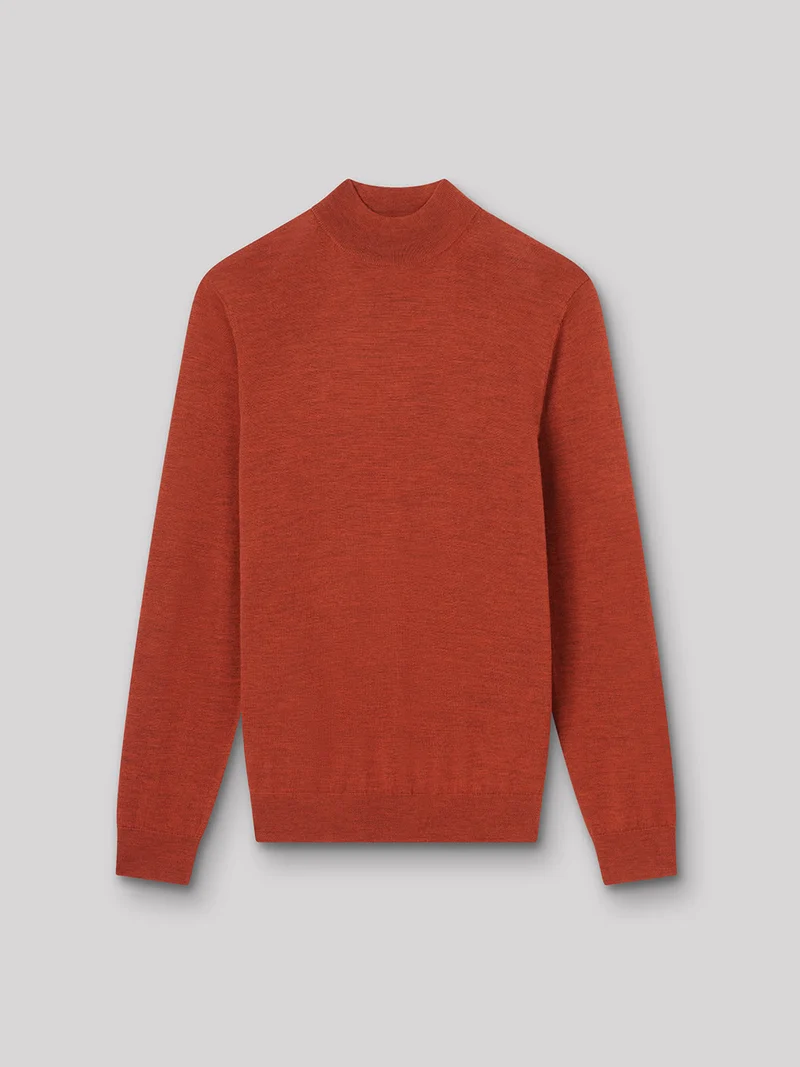 Pull col cheminée en laine mérinos