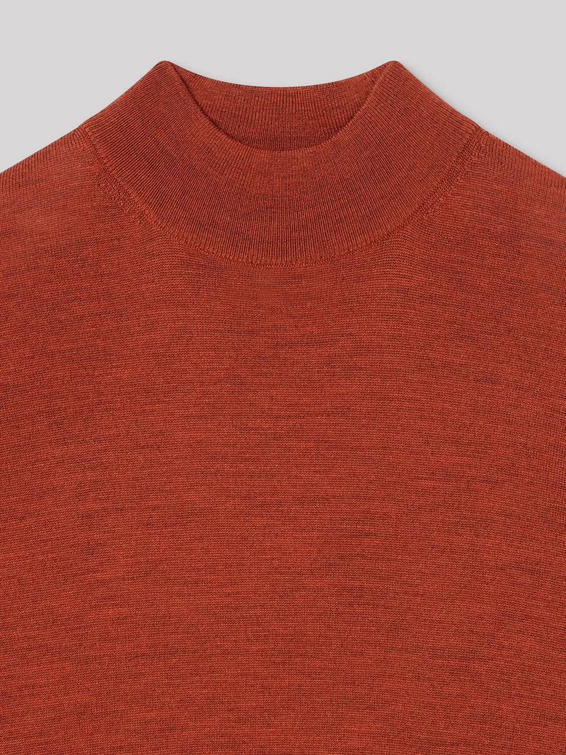 Pull col cheminée en laine mérinos
