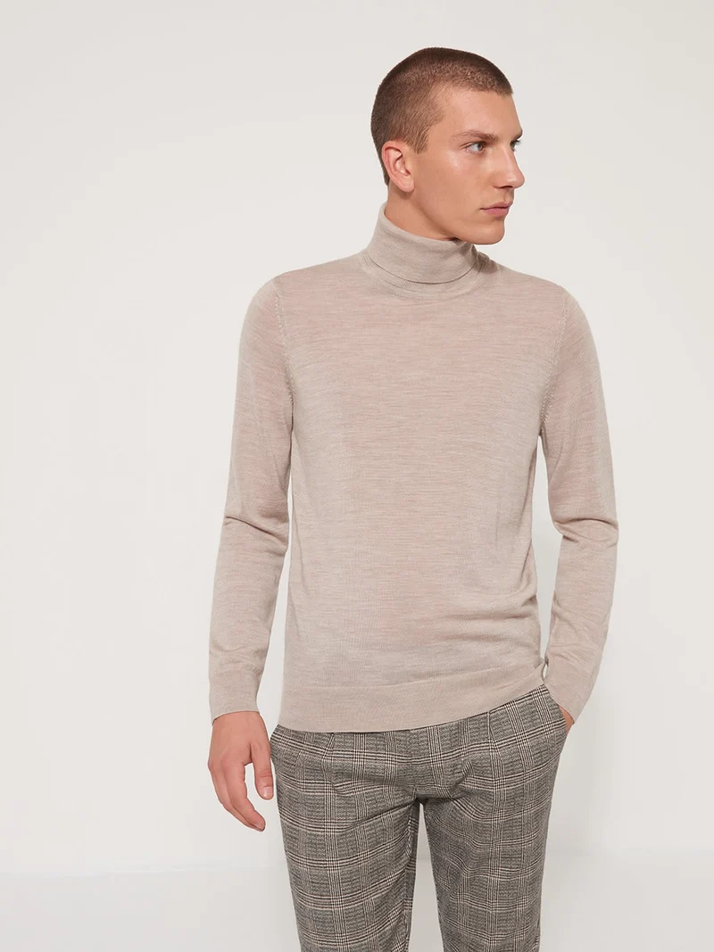 Pull col roulé 100% laine mérinos