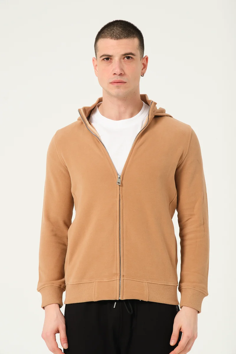 Cotton Man Hoodie Beige