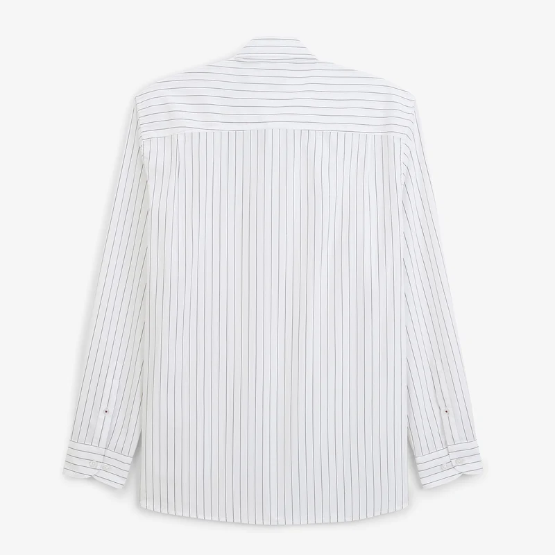 Chemise manches longues rayée coton blanc tennis