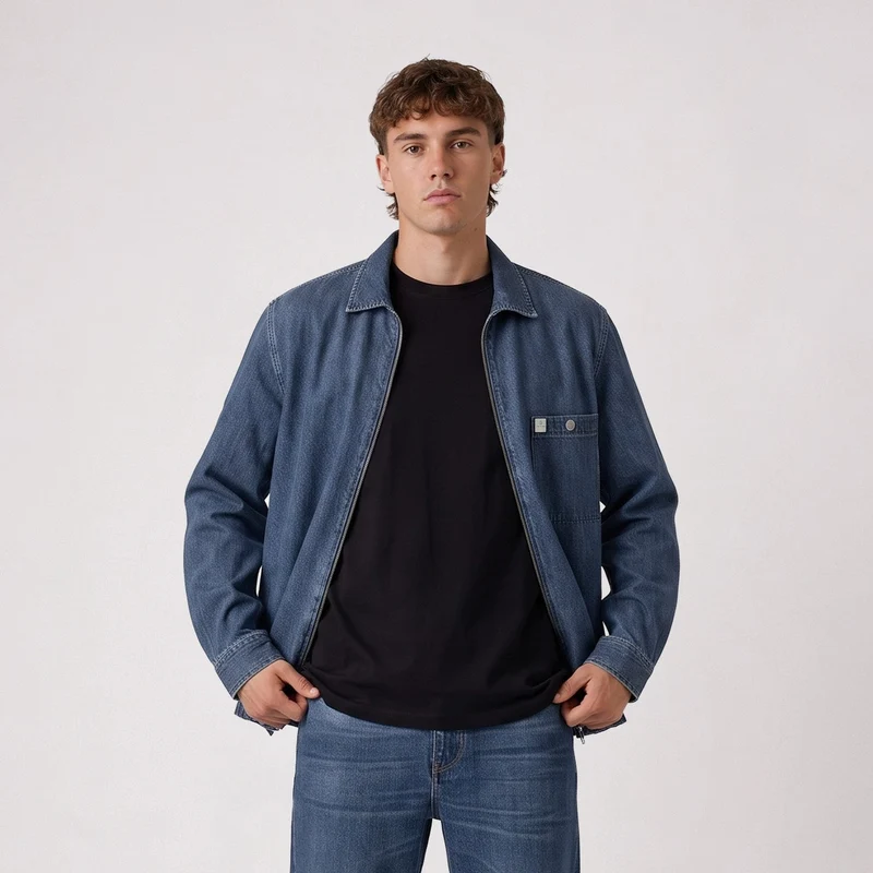 Surchemise zippée denim coton bleue SBPLAY