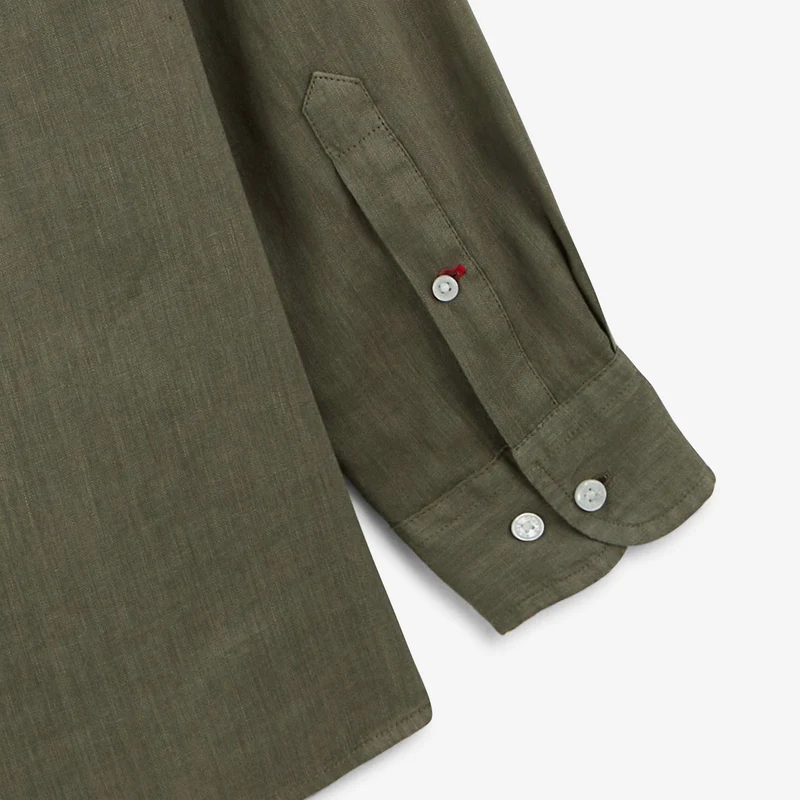 Chemise Charles en lin vert militaire