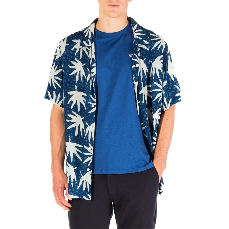 Chemise manches courtes San indigo imprimé fantaisie