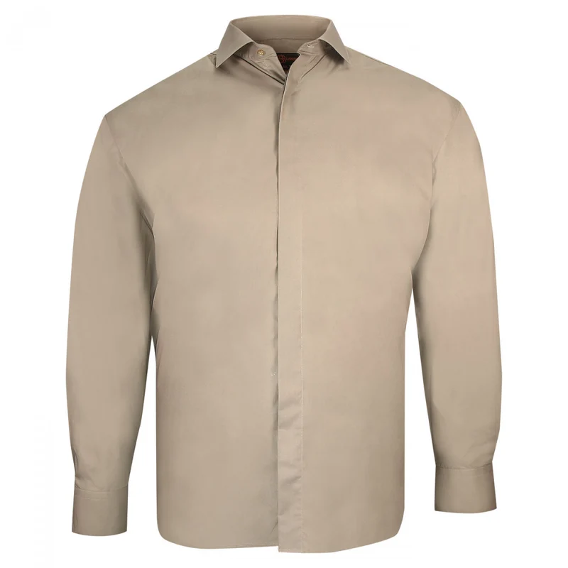Chemise homme grande taille habillée gorge cachée coupe droite CACHET Doublissimo