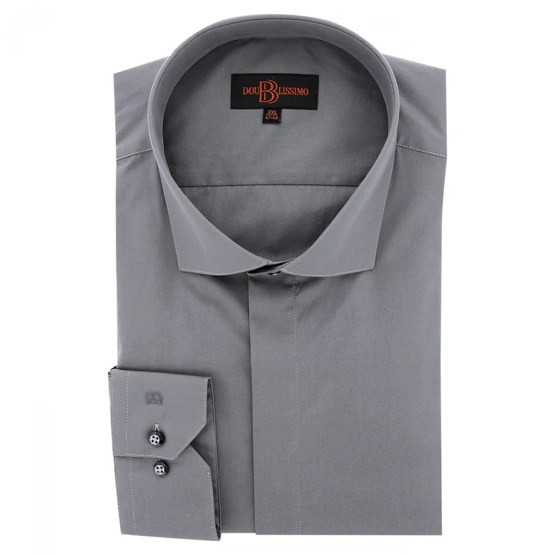 Chemise homme grande taille habillée gorge cachée coupe droite CACHET Doublissimo