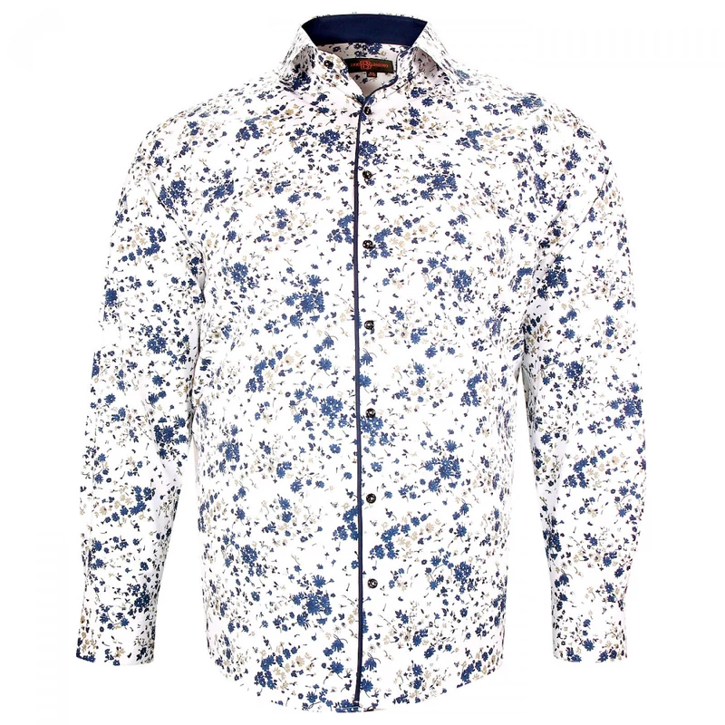 Chemise homme grande taille tissus à motifs coupe droite FLOREALE Doublissimo