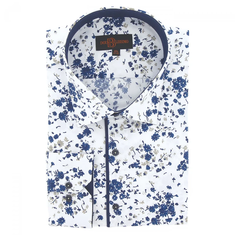 Chemise homme grande taille tissus à motifs coupe droite FLOREALE Doublissimo