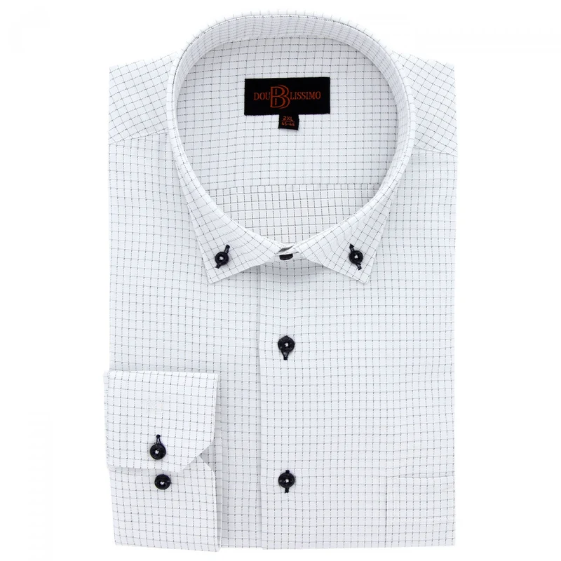 Chemise homme grande taille tissus premium à carreaux coupe droite CLASSO Doublissimo