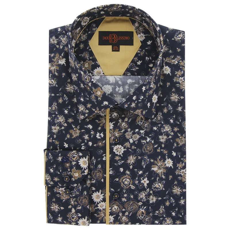 Chemise homme grande taille tissu imprimé coupe droite STAFLORE Doublissimo