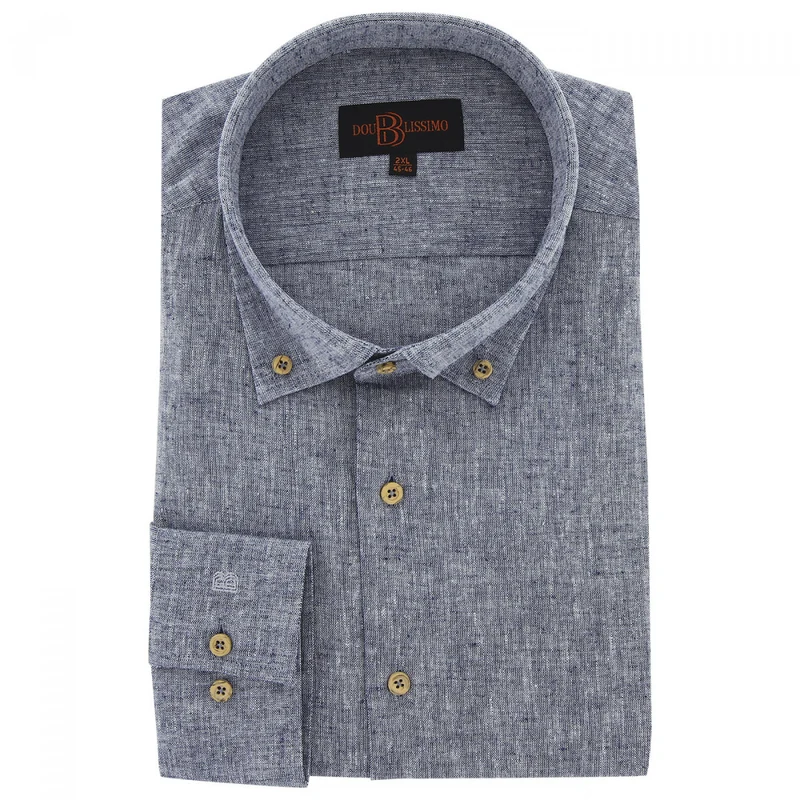 Chemise homme grande taille tissu lin et coton coupe droite COTOLINO Doublissimo