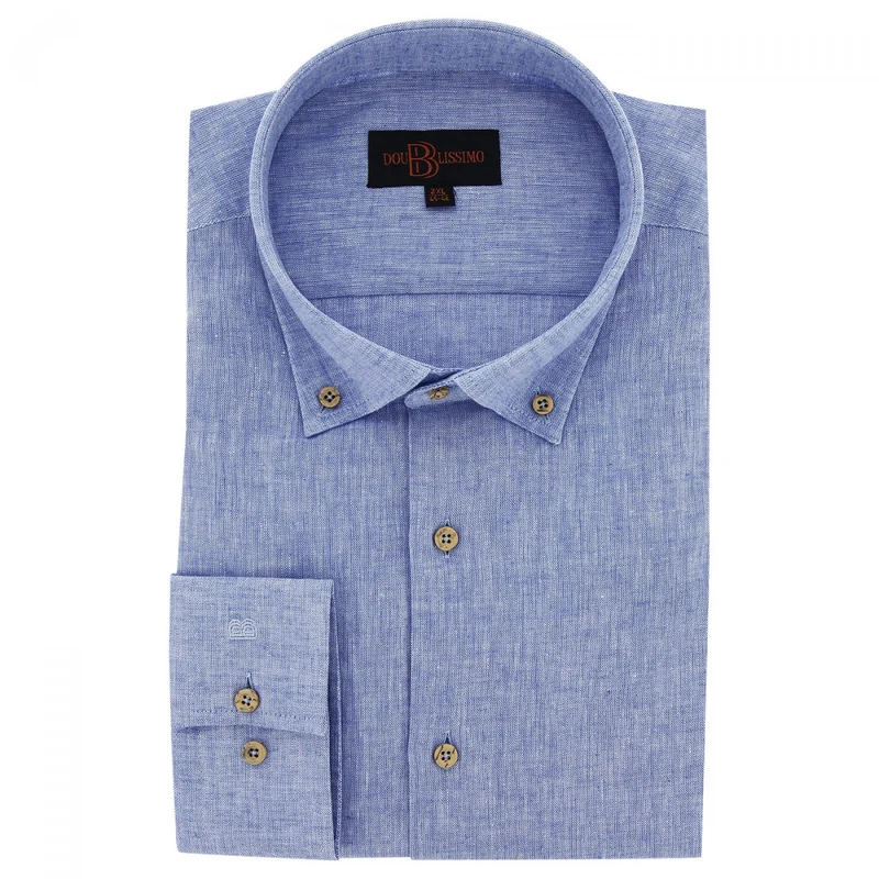 Chemise homme grande taille tissu lin et coton coupe droite COTOLINO Doublissimo