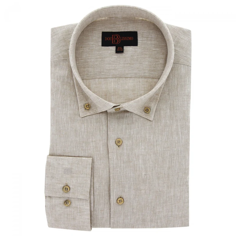 Chemise homme grande taille tissu lin et coton coupe droite COTOLINO Doublissimo
