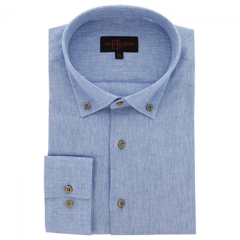 Chemise homme grande taille tissu lin et coton coupe droite COTOLINO Doublissimo