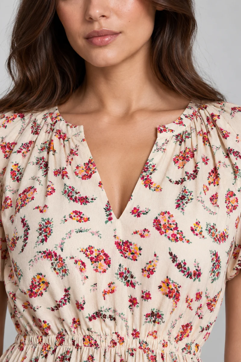 Maelin|Cotton Elasticated Waist Midi Dress