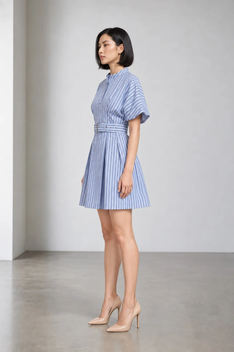 Livio|Cotton Striped Utility Mini Dress