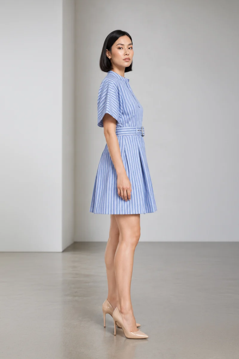 Livio|Cotton Striped Utility Mini Dress