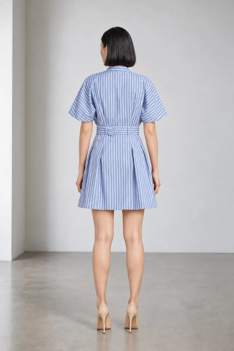 Livio|Cotton Striped Utility Mini Dress