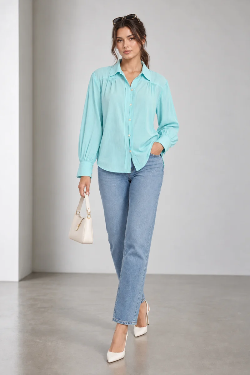 Sael|Viscose Dobby Textured Relaxed Shirt