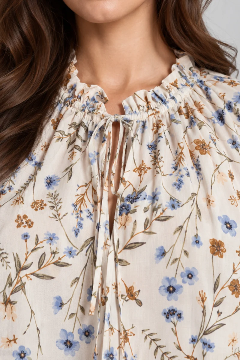 Ariya|Viscose Ruffle Collar Crop Top