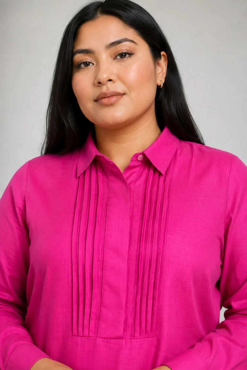 Pavana|Viscose Shirt With Pintuck Front Panel