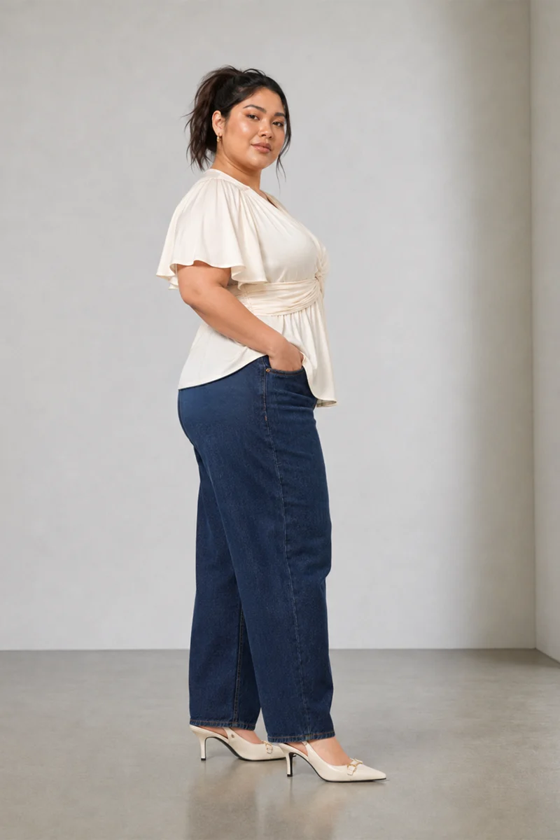 Nalea|Viscose Twist Front Peplum Top