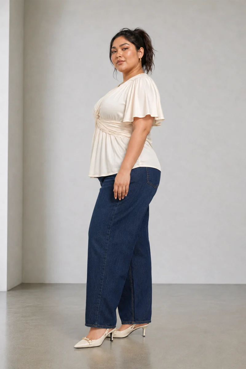 Nalea|Viscose Twist Front Peplum Top
