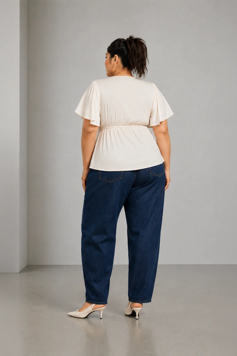 Nalea|Viscose Twist Front Peplum Top